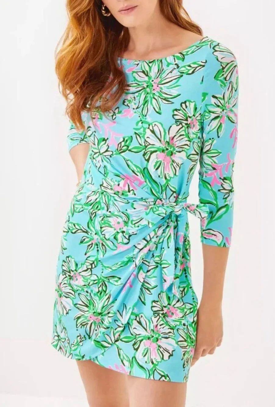 Lilly Pulitzer Blaise 3/4 Sleeve romper shorts in "Multi Sun of a Bun" Print new